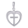 925 Sterling Silver Womens Cross Heart Charm Pendant
