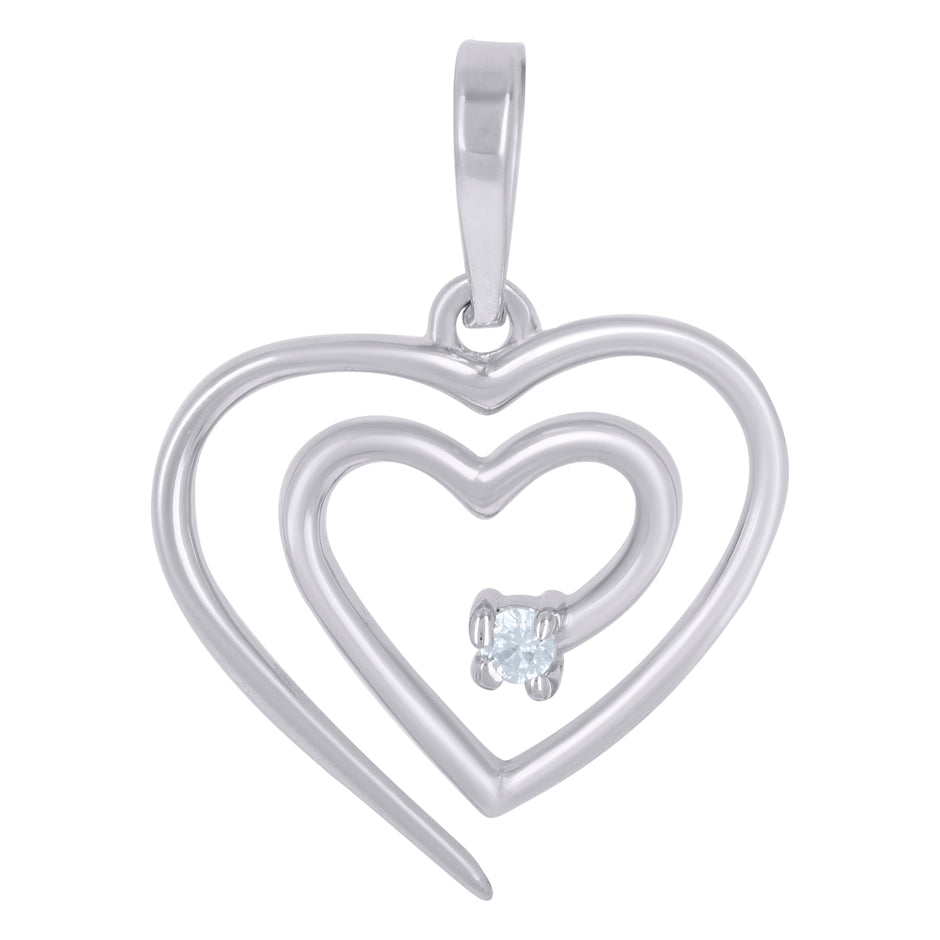 925 Sterling Silver Womens Cubic-Zirconia Heart Charm Pendant