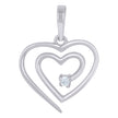 925 Sterling Silver Womens Cubic-Zirconia Heart Charm Pendant