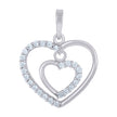 925 Sterling Silver Womens Cubic-Zirconia Double Heart Charm Pendant