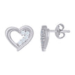 925 Sterling Silver Womens Cubic-Zirconia Heart Stud Earrings