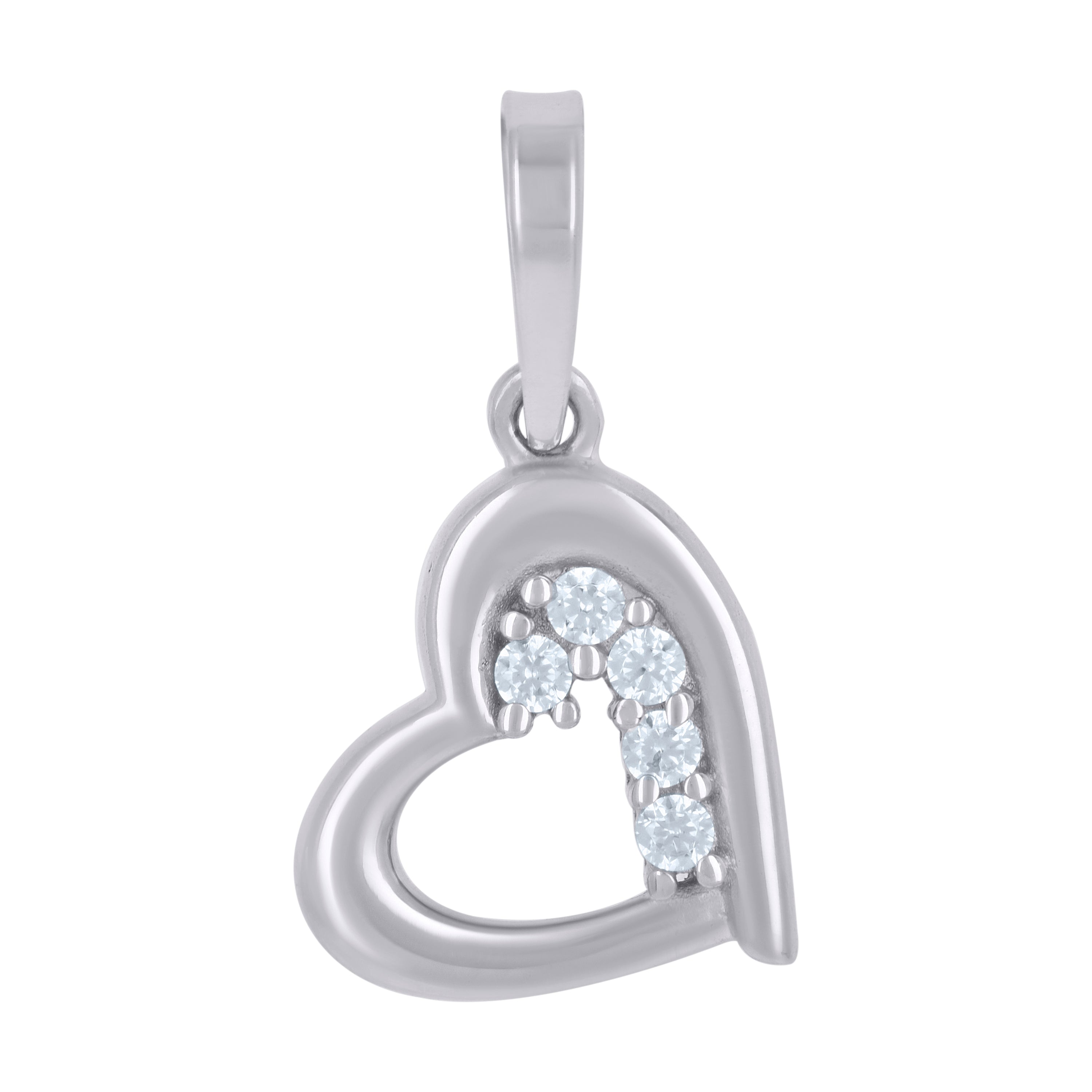 925 Sterling Silver Womens Cubic-Zirconia Heart Charm Pendant