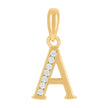 925 Sterling Silver Yellow-Tone Unisex Cubic-Zirconia Initial Alphabet A Charm Pendant