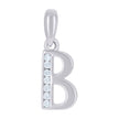 925 Sterling Silver Unisex Cubic-Zirconia Initial Alphabet B Charm Pendant