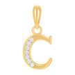 925 Sterling Silver Yellow-Tone Unisex Cubic-Zirconia Initial Alphabet C Charm Pendant