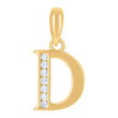 925 Sterling Silver Yellow-Tone Unisex Cubic-Zirconia Initial Alphabet D Charm Pendant