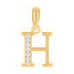 925 Sterling Silver Yellow-Tone Unisex Cubic-Zirconia Initial Alphabet H Charm Pendant