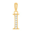 925 Sterling Silver Yellow-Tone Unisex Cubic-Zirconia Initial Alphabet I Charm Pendant