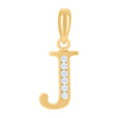 925 Sterling Silver Yellow-Tone Unisex Cubic-Zirconia Initial Alphabet J Charm Pendant