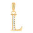 925 Sterling Silver Yellow-Tone Unisex Cubic-Zirconia Initial Alphabet L Charm Pendant