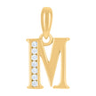 925 Sterling Silver Yellow-Tone Unisex Cubic-Zirconia Initial Alphabet M Charm Pendant