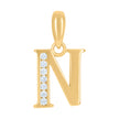 925 Sterling Silver Yellow-Tone Unisex Cubic-Zirconia Initial Alphabet N Charm Pendant