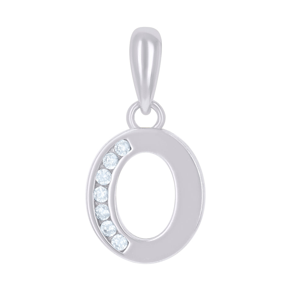 925 Sterling Silver Unisex Cubic-Zirconia Initial Alphabet O Charm Pendant