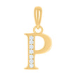 925 Sterling Silver Yellow-Tone Unisex Cubic-Zirconia Initial Alphabet P Charm Pendant
