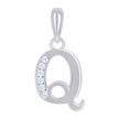 925 Sterling Silver Unisex Cubic-Zirconia Initial Alphabet Q Charm Pendant