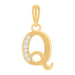 925 Sterling Silver Yellow-Tone Unisex Cubic-Zirconia Initial Alphabet Q Charm Pendant
