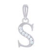 925 Sterling Silver Unisex Cubic-Zirconia Initial Alphabet S Charm Pendant