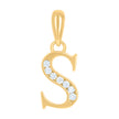 925 Sterling Silver Yellow-Tone Unisex Cubic-Zirconia Initial Alphabet S Charm Pendant