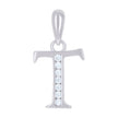 925 Sterling Silver Unisex Cubic-Zirconia Initial Alphabet T Charm Pendant