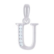 925 Sterling Silver Unisex Cubic-Zirconia Initial Alphabet U Charm Pendant