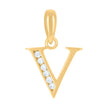 925 Sterling Silver Yellow-Tone Unisex Cubic-Zirconia Initial Alphabet V Charm Pendant