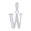 925 Sterling Silver Unisex Cubic-Zirconia Initial Alphabet W Charm Pendant