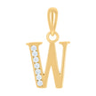 925 Sterling Silver Yellow-Tone Unisex Cubic-Zirconia Initial Alphabet W Charm Pendant