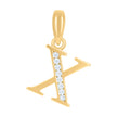 925 Sterling Silver Yellow-Tone Unisex Cubic-Zirconia Initial Alphabet X Charm Pendant