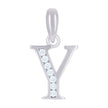 925 Sterling Silver Unisex Cubic-Zirconia Initial Alphabet Y Charm Pendant