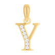 925 Sterling Silver Yellow-Tone Unisex Cubic-Zirconia Initial Alphabet Y Charm Pendant