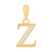 925 Sterling Silver Yellow-Tone Unisex Cubic-Zirconia Initial Alphabet Z Charm Pendant