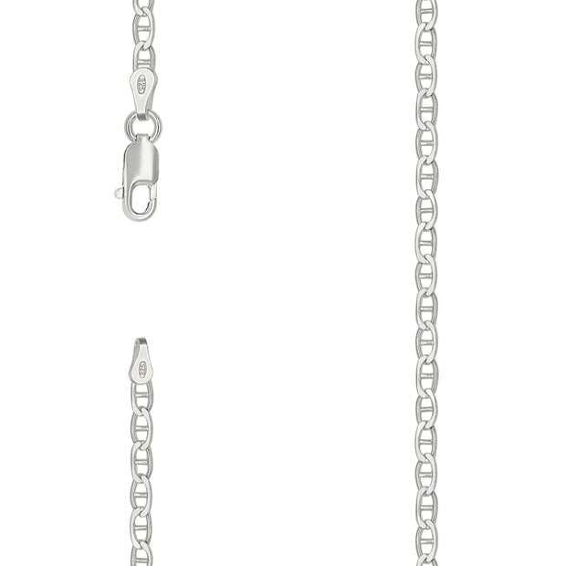 925 Sterling Silver Solid Classic Mariner Chain 2mm