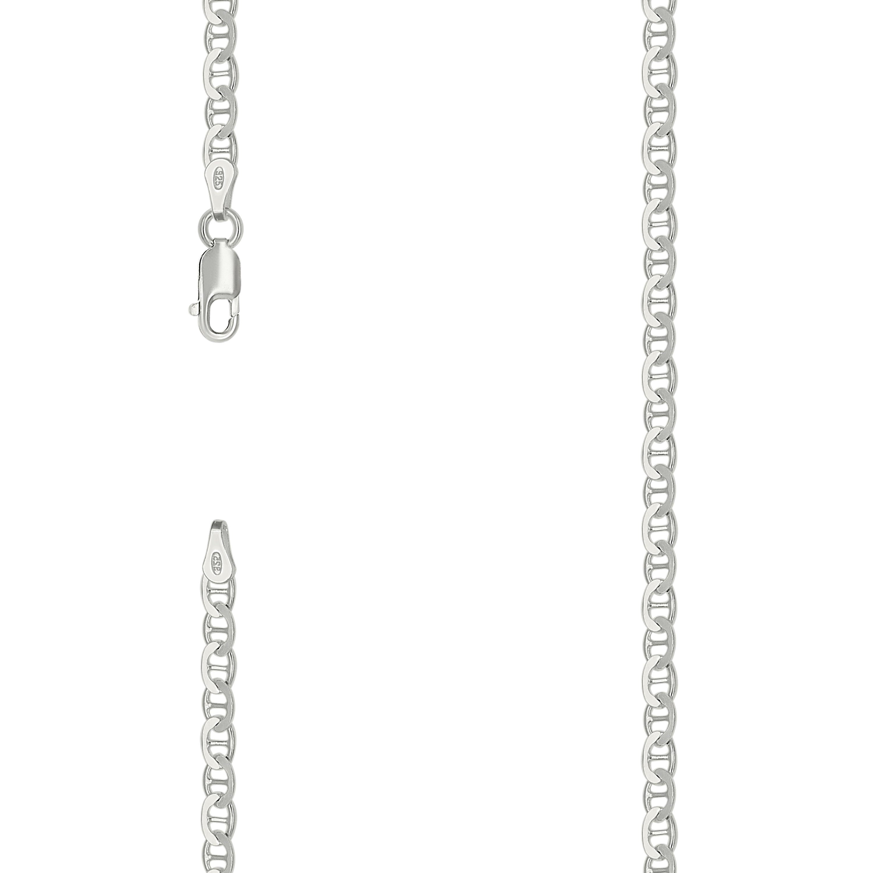 925 Sterling Silver Solid Classic Mariner Silver Chain 080 3mm-22 - SLV-26959