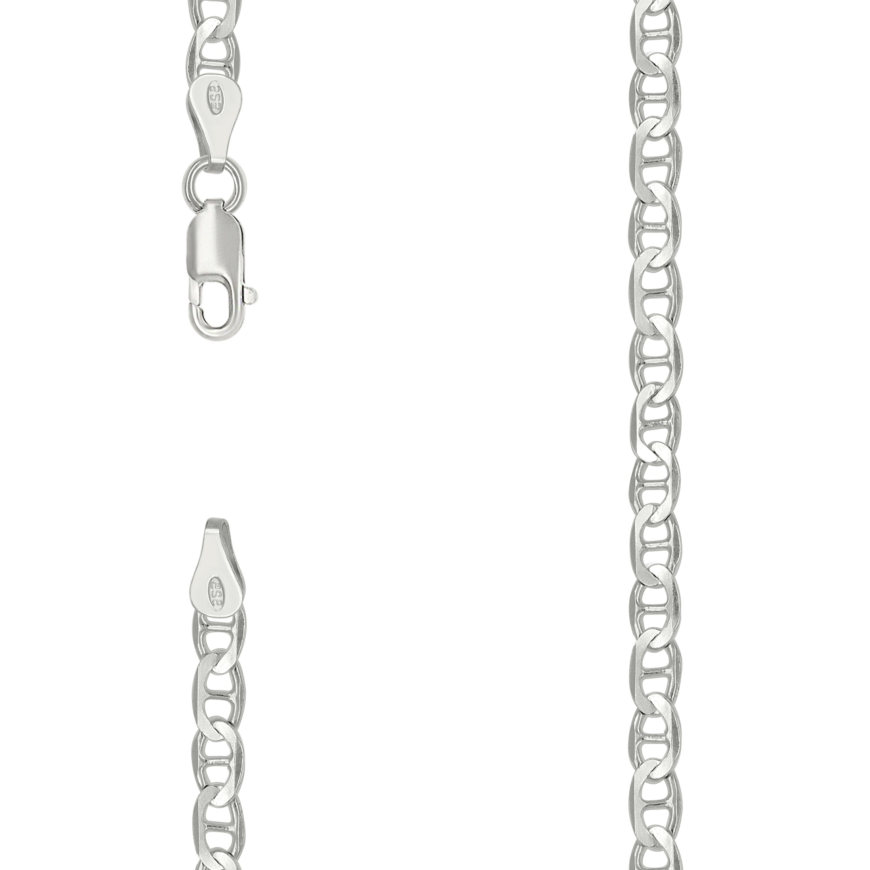 925 Sterling Silver Solid Classic Mariner Silver Chain 100 4mm-7