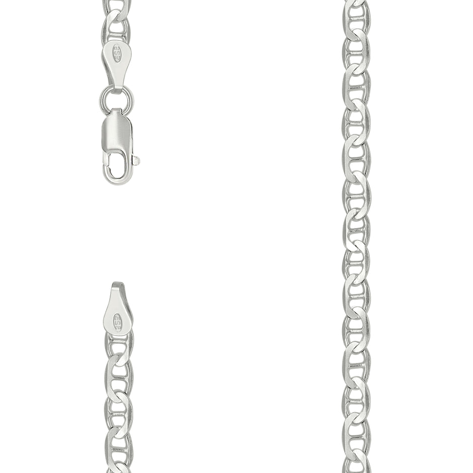 925 Sterling Silver Solid Classic Mariner Silver Chain 100 4mm-7