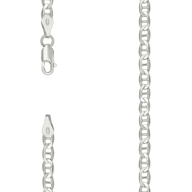 925 Sterling Silver Solid Classic Mariner Chain 4mm