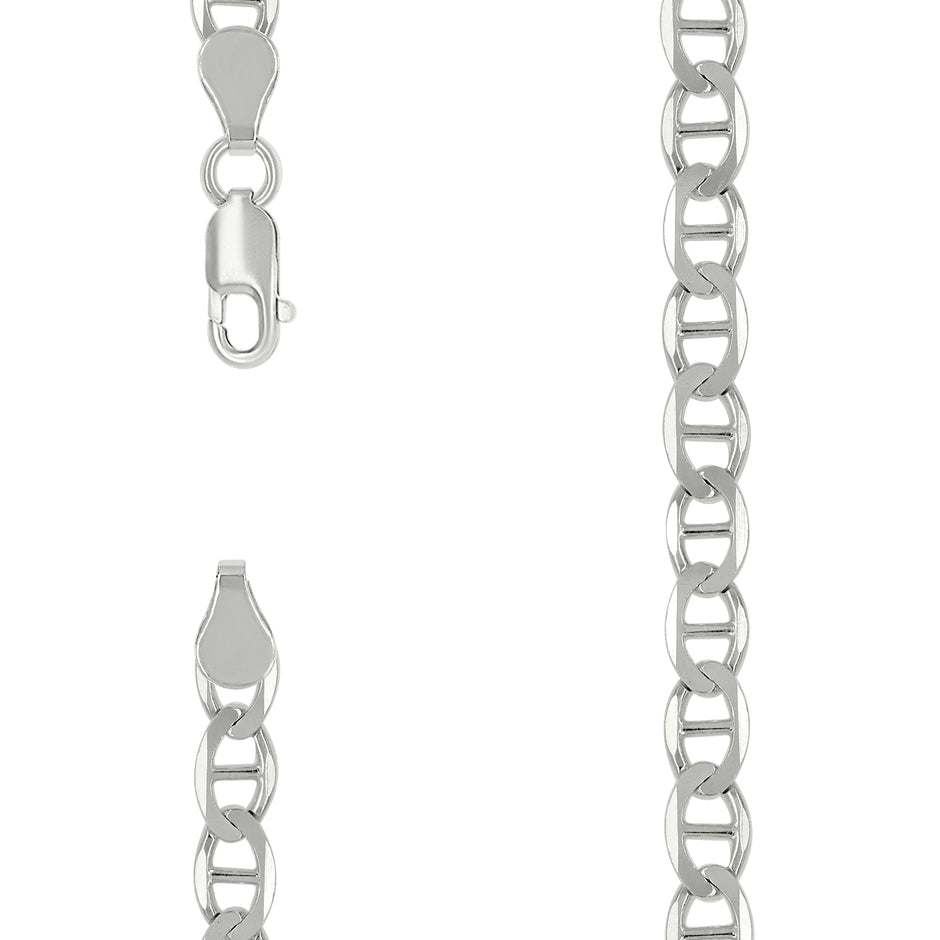 925 Sterling Silver Solid Classic Mariner Silver Chain 120 5mm-9