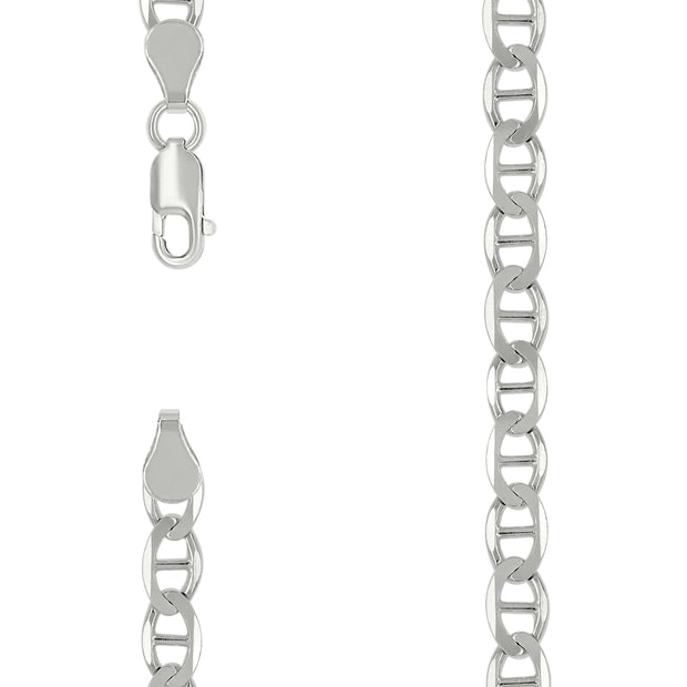 925 Sterling Silver Solid Classic Mariner Chain 5mm
