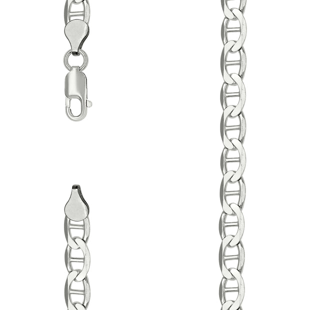925 Sterling Silver Solid Classic Mariner Chain 6mm