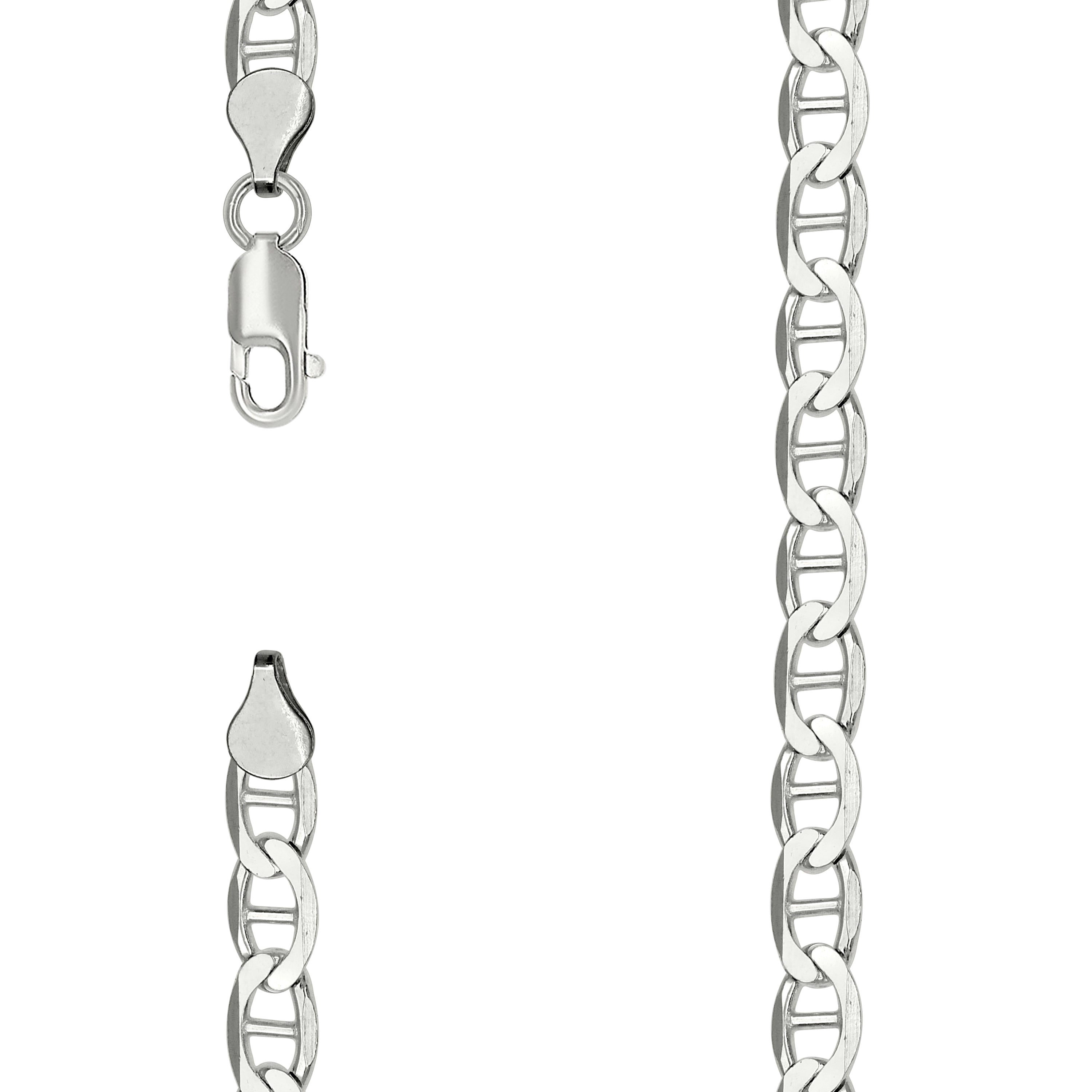 925 Sterling Silver Solid Classic Mariner Silver Chain 150 6mm-16 - SLV-26995