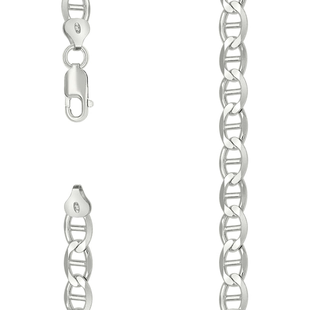 925 Sterling Silver Solid Classic Mariner Chain 7mm