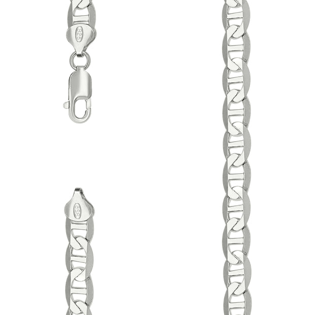 925 Sterling Silver Solid Classic Mariner Chain 8mm