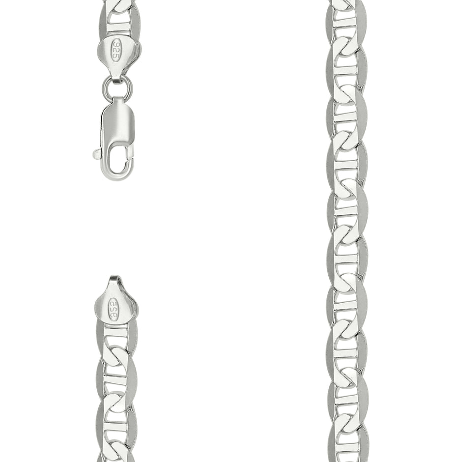 925 Sterling Silver Solid Classic Mariner Silver Chain 200 8mm-24 - SLV-142776