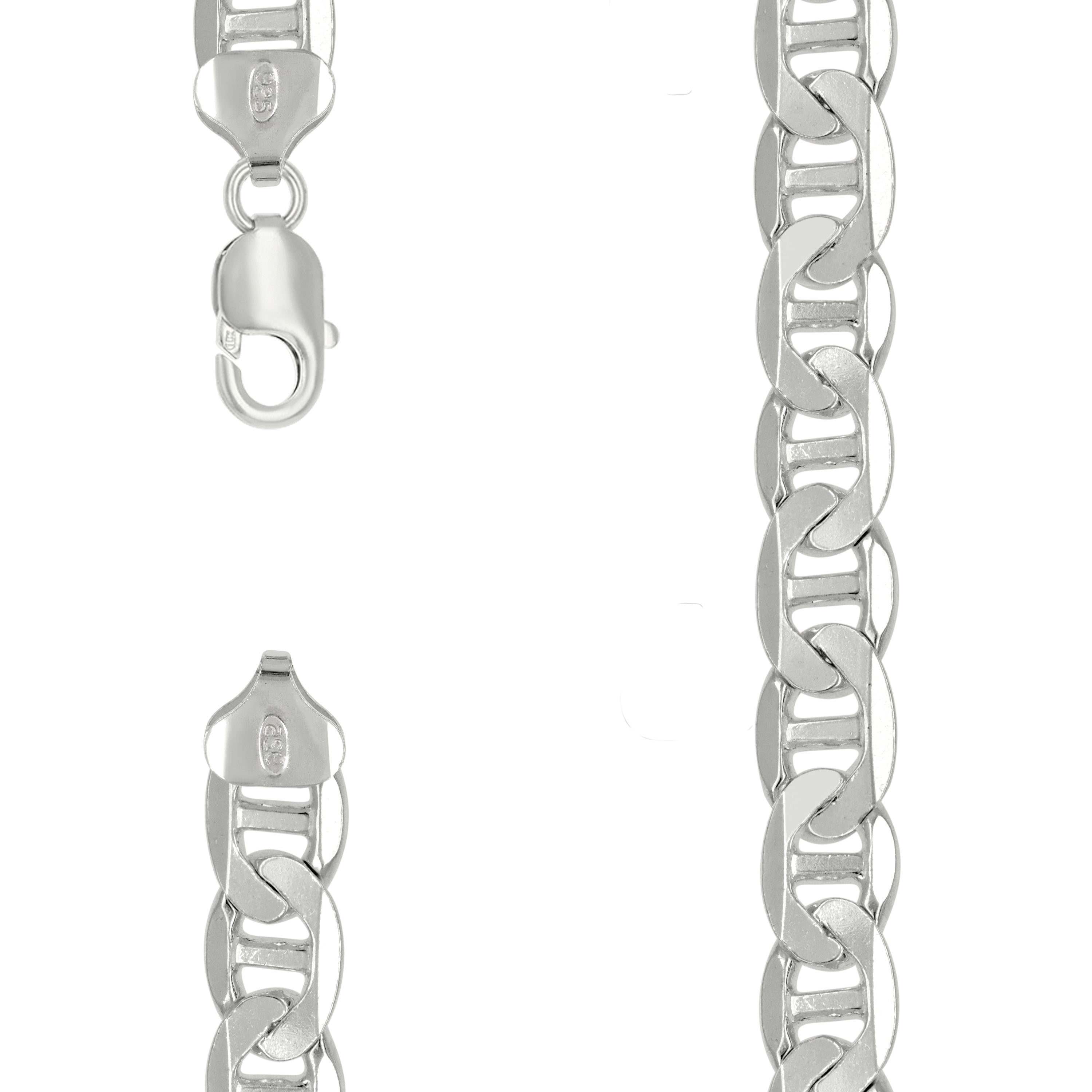 925 Sterling Silver Solid Classic Mariner Silver Chain 250 9.5mm-22 - SLV-27035