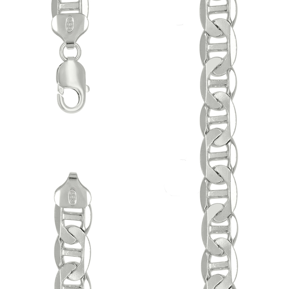 925 Sterling Silver Solid Classic Mariner Silver Chain 250 9.5mm-22 - SLV-27035