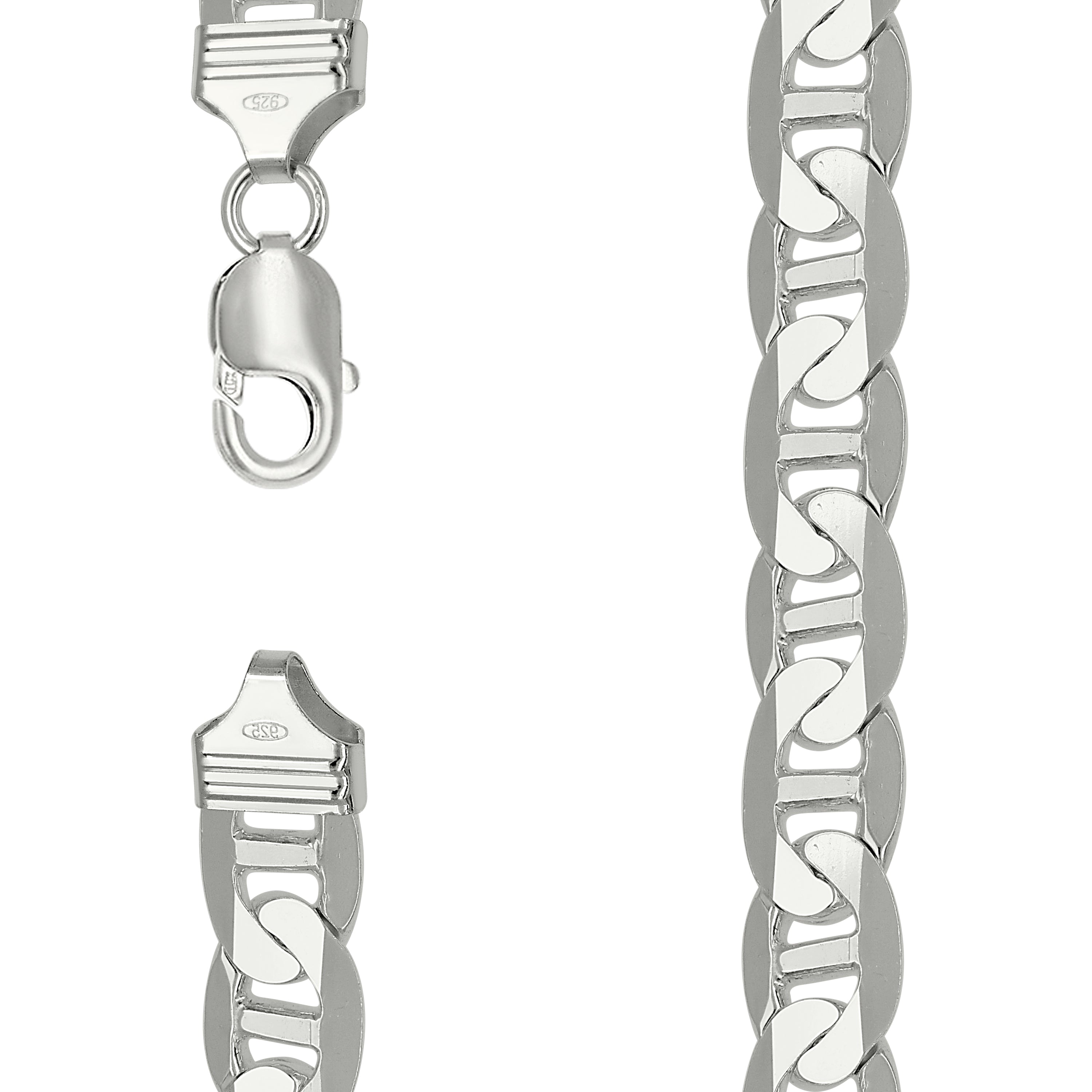 925 Sterling Silver Solid Classic Mariner Silver Chain 300 11mm-26 - SLV-27049