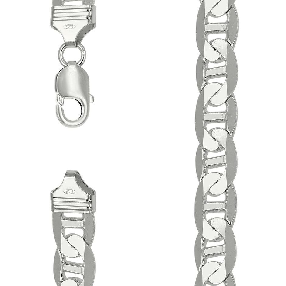 925 Sterling Silver Solid Classic Mariner Silver Chain 300 11mm-26 - SLV-27049