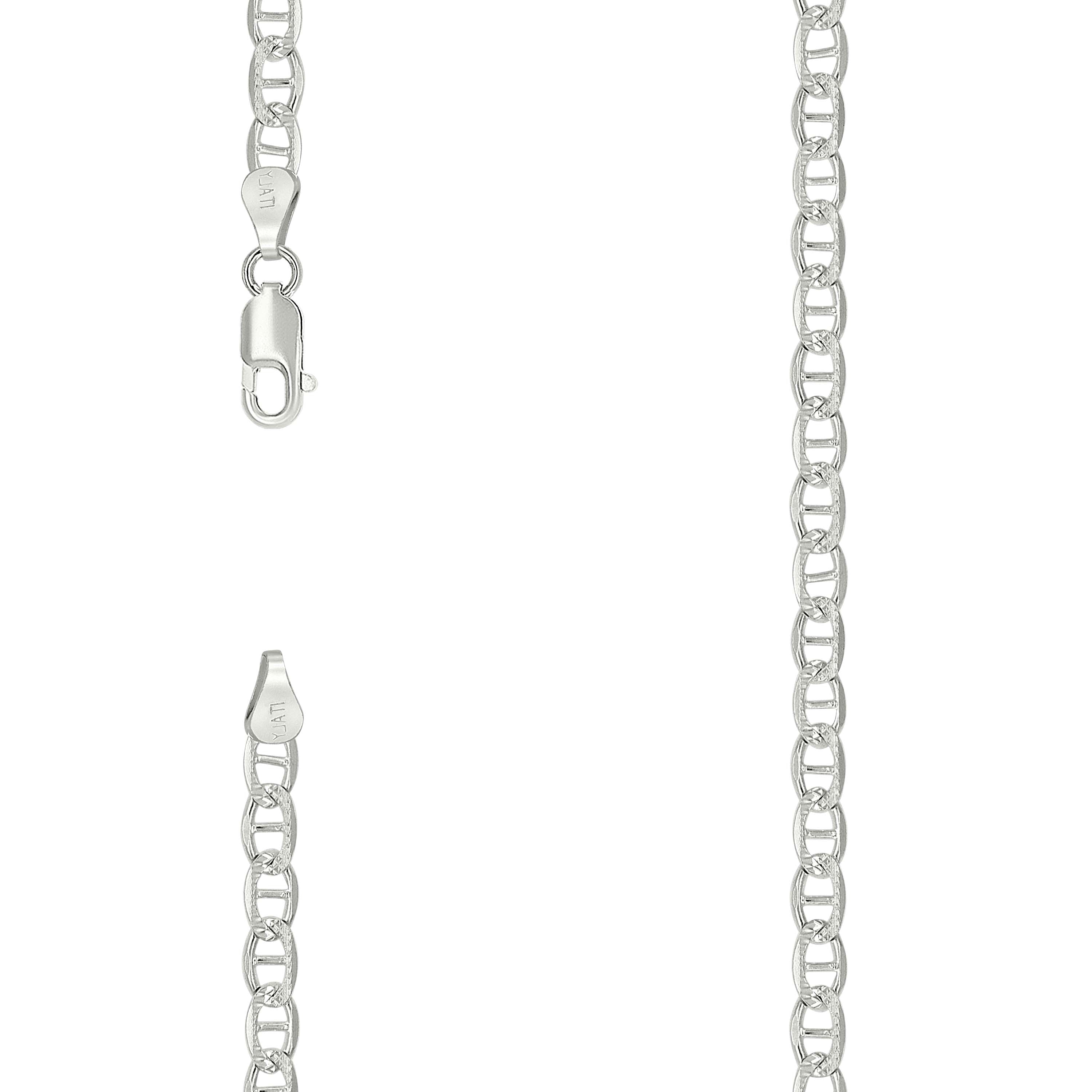 925 Sterling Silver Solid Pave Classic Mariner Silver Chain 080 3mm-20 - SLV-27230