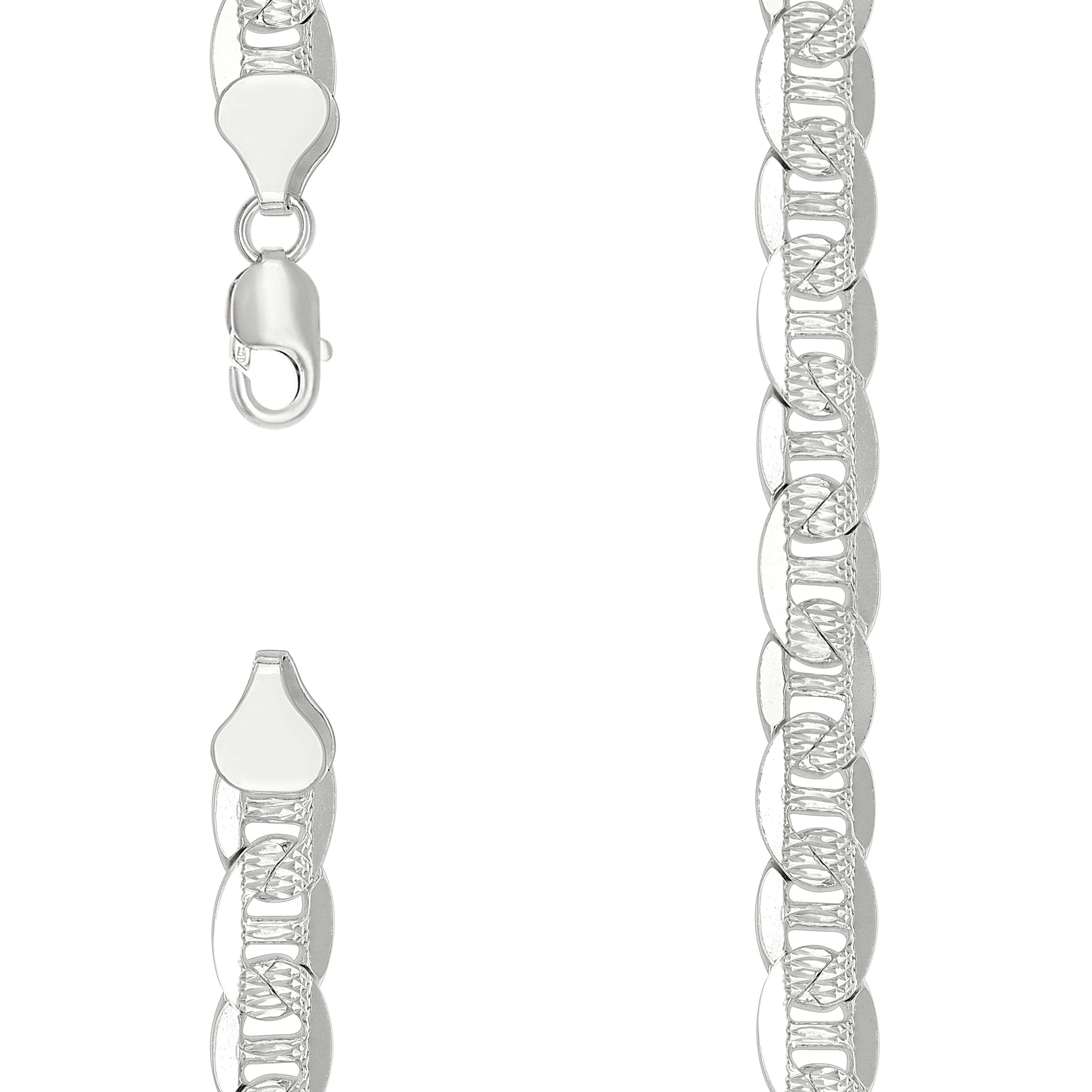 925 Sterling Silver Solid Pave Classic Mariner Silver Chain 250 9.5mm-20 - SLV-27658