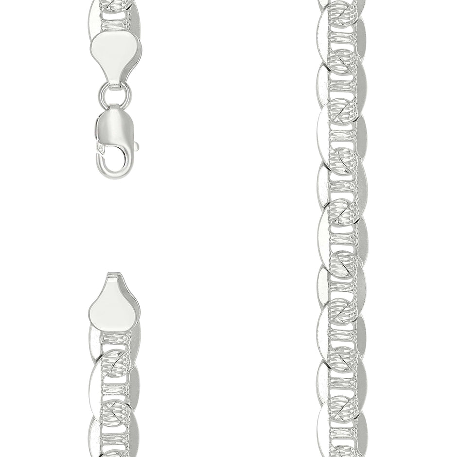925 Sterling Silver Solid Pave Classic Mariner Silver Chain 250 9.5mm-20 - SLV-27658